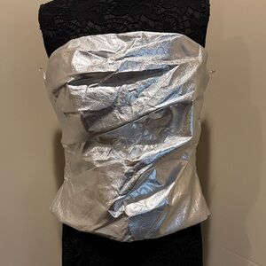 Zara Silver Metallic Crop Top